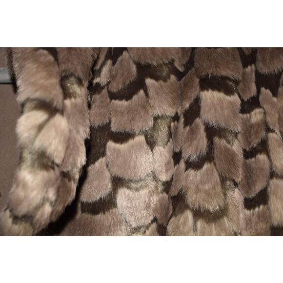 NIC+ZOE NEW $198 Faux Fur Coat Snap Closure Brown Taupe Medium - Picture 3 of 4